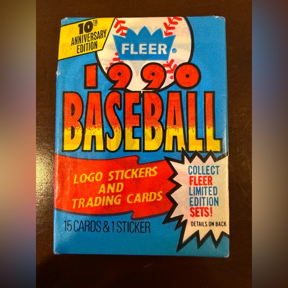 1990 Fleer Baseball Cards Sealed Pack 10th Anniversary Edition